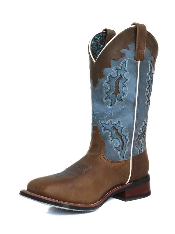 Laredo 5666 Womens Isla Square Toe Cowgirl Boots Tan Blue