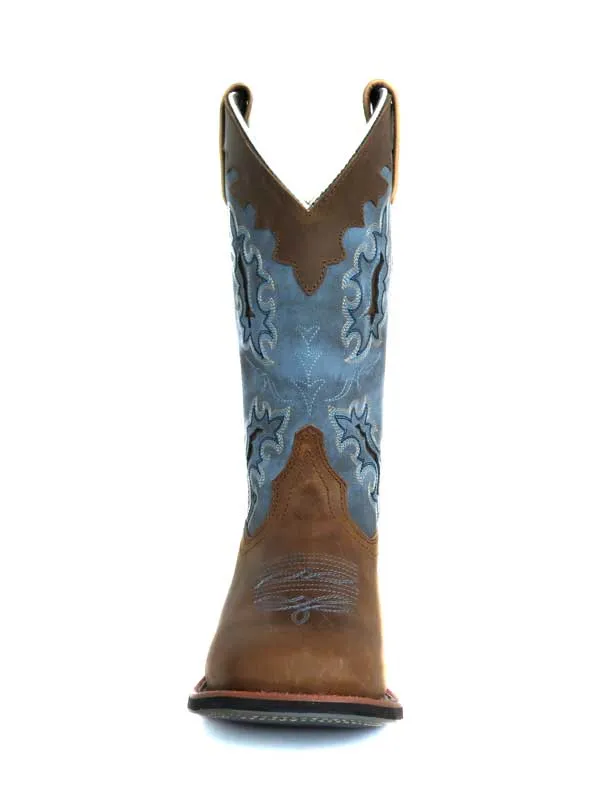 Laredo 5666 Womens Isla Square Toe Cowgirl Boots Tan Blue