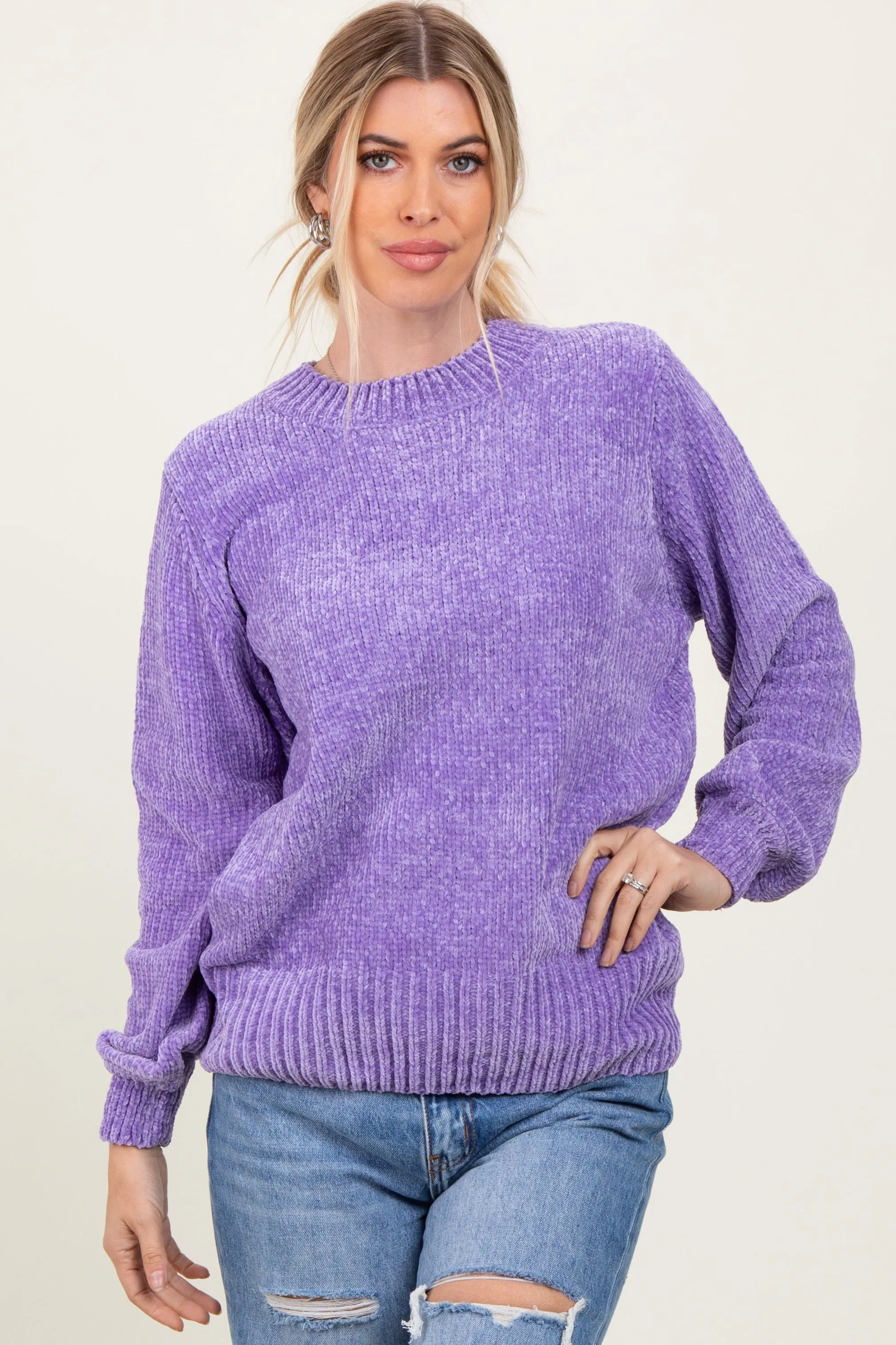 Lavender Chenille Knit Sweater