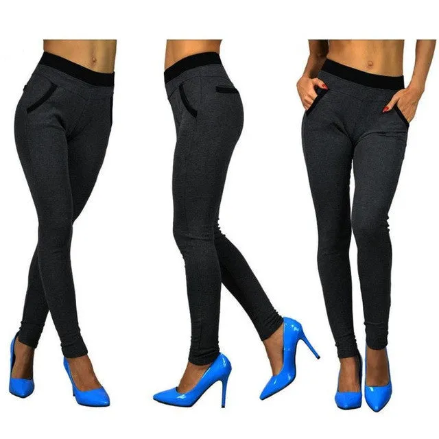 Legins Women Solid High Waist Trousers Ladies Work Pants Casual Slim Skinny Leggings Leginsy Damskie#0521 SM6