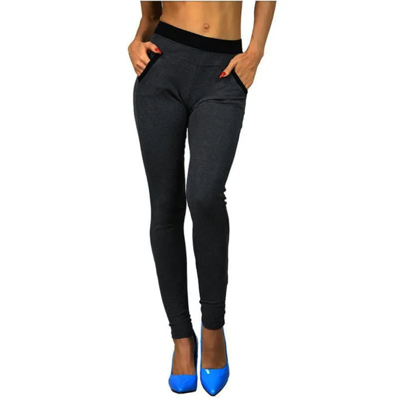 Legins Women Solid High Waist Trousers Ladies Work Pants Casual Slim Skinny Leggings Leginsy Damskie#0521 SM6