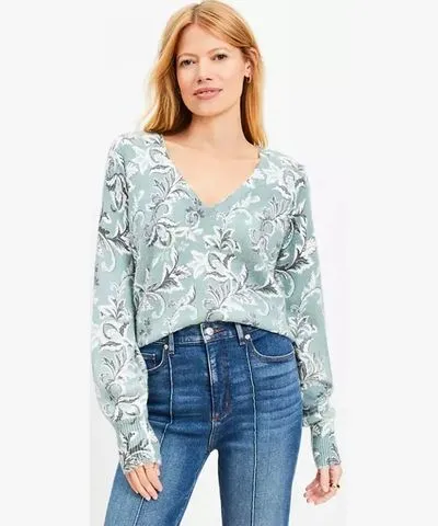 Loft Petite Vine V-Neck Sweater