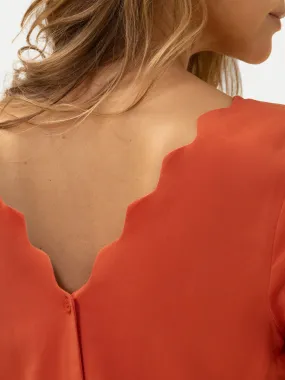 Lucille Scalloped Blouse in Orange Spritz