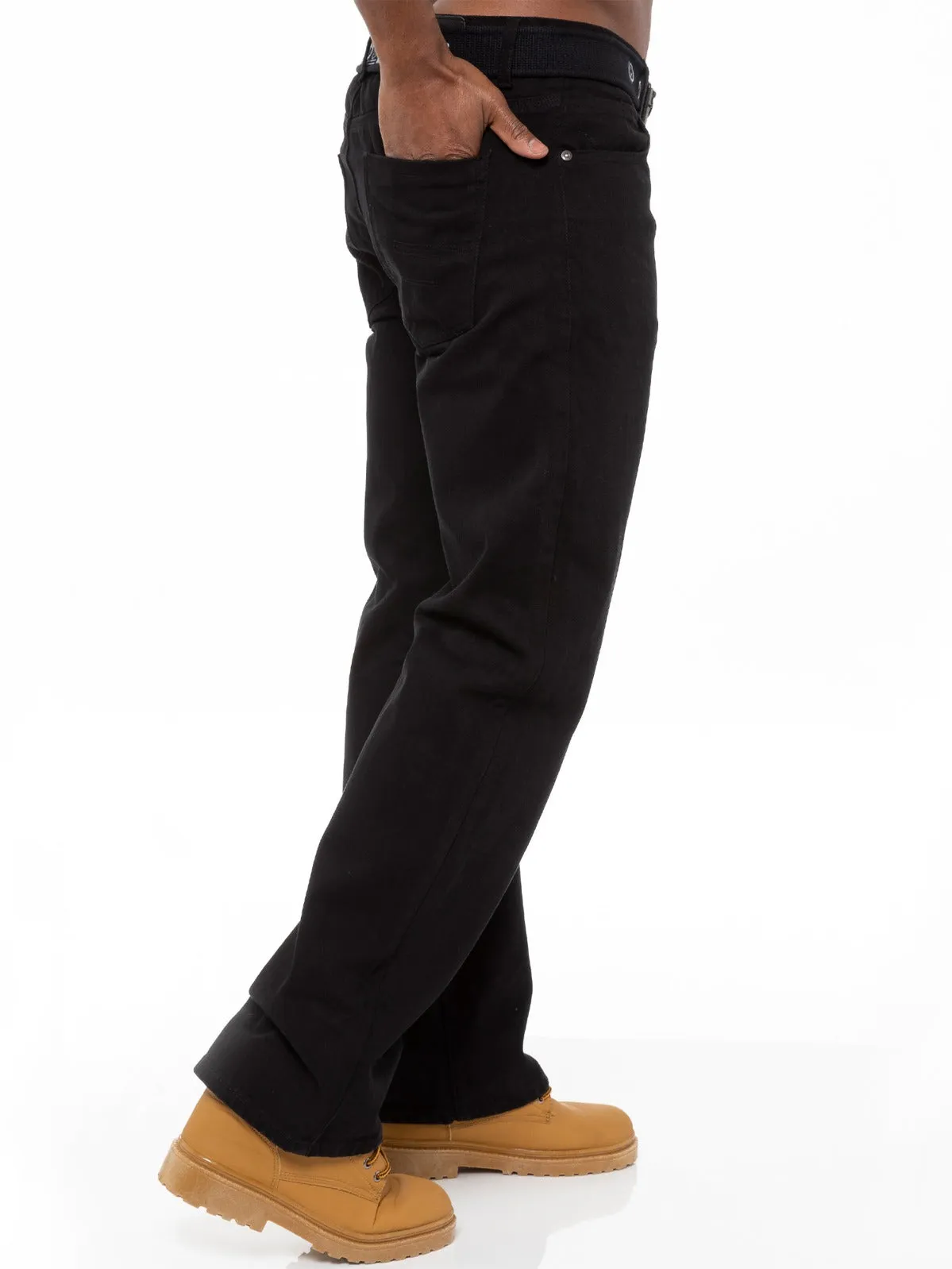 Mens Black Jeans with Belt | Enzo Designer Menswear