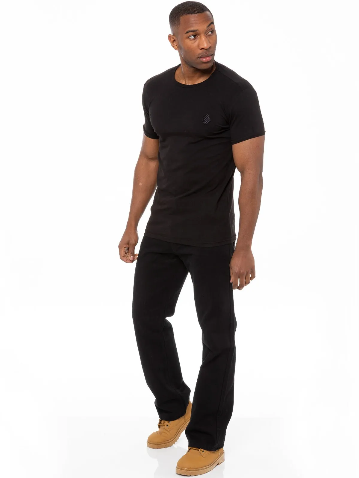 Mens Black Jeans with Belt | Enzo Designer Menswear