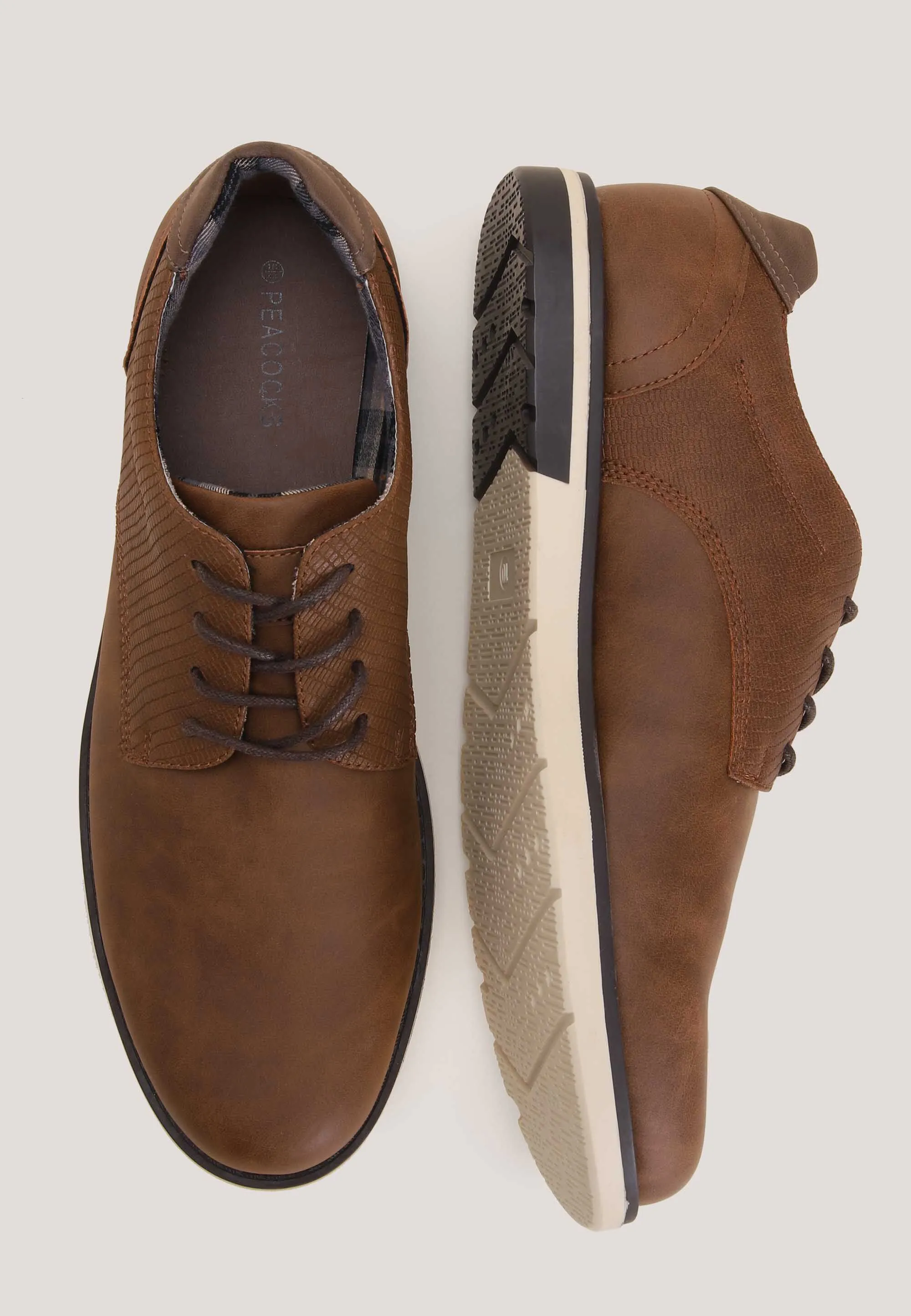 Mens Tan Casual Lace Up Shoes