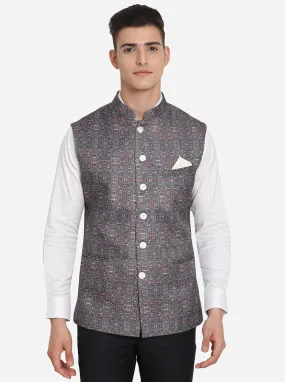 Multicolor Printed Regular Fit Bandhgala Jacket | JB Studio