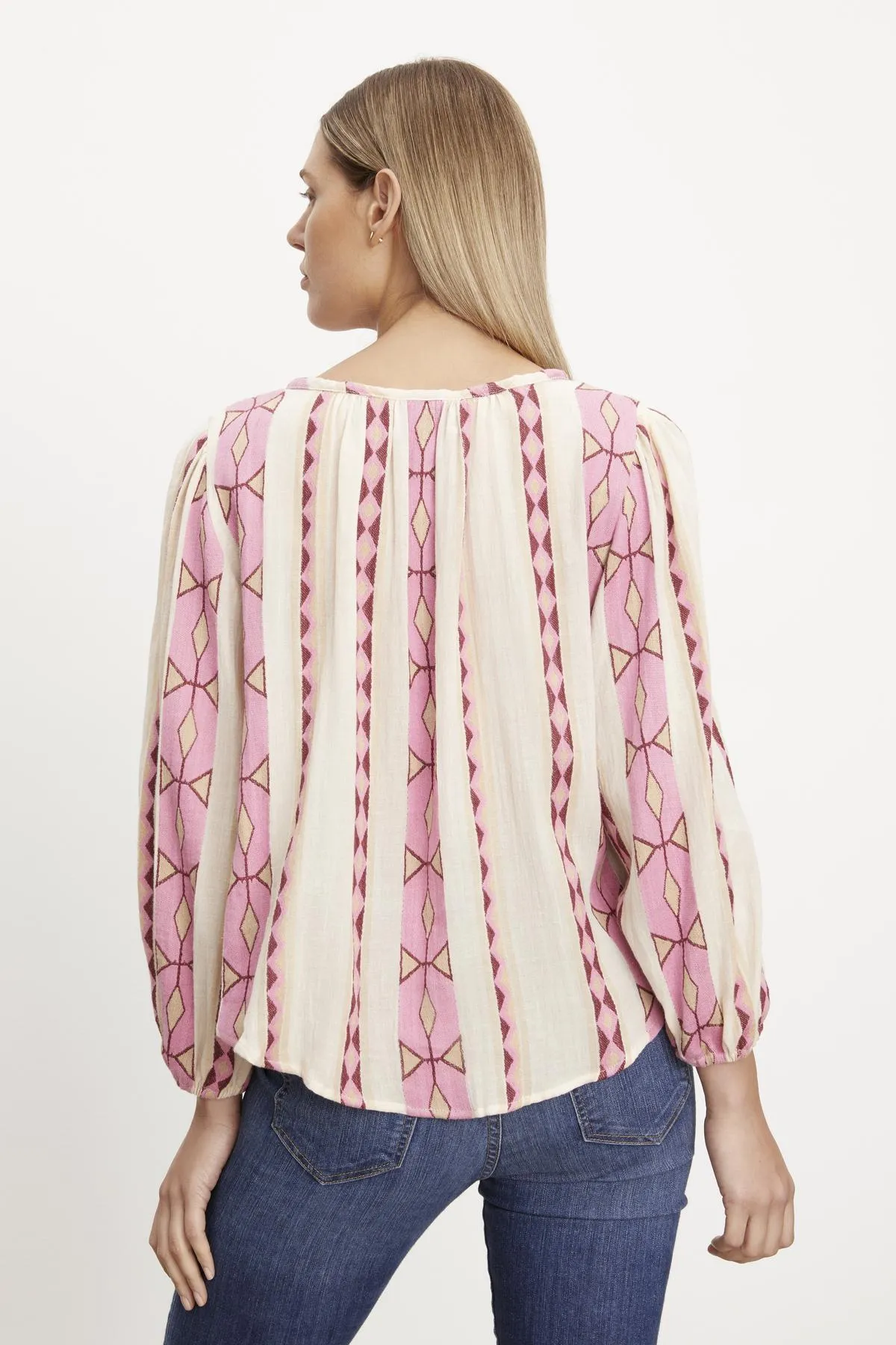 NANNI JACQUARD V-NECK BLOUSE