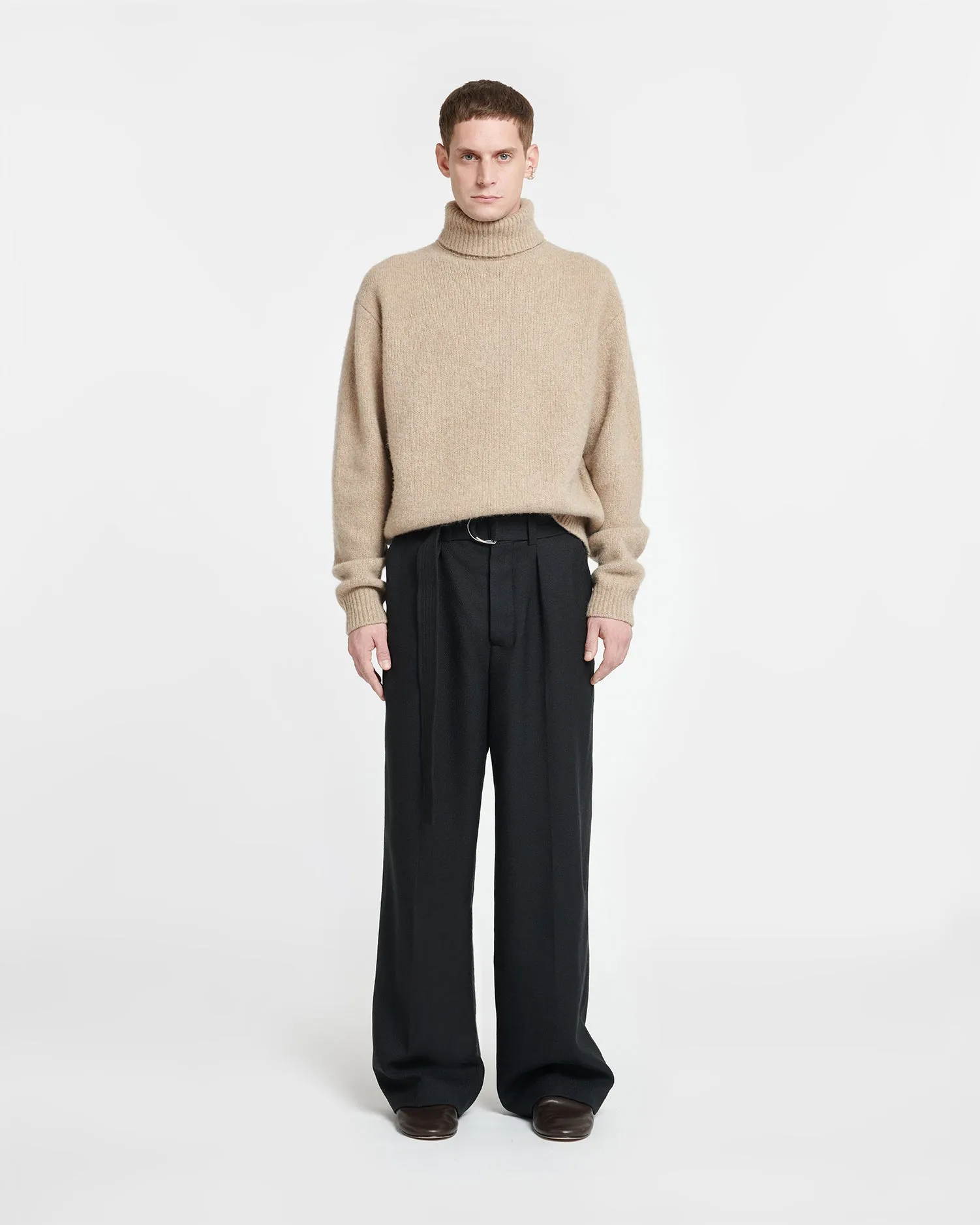 Nevin - Brushed Merino Turtleneck Sweater - Oatmeal