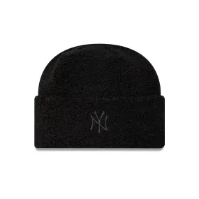 New York Yankees Womens Borg Black Cuff Knit Beanie Hat