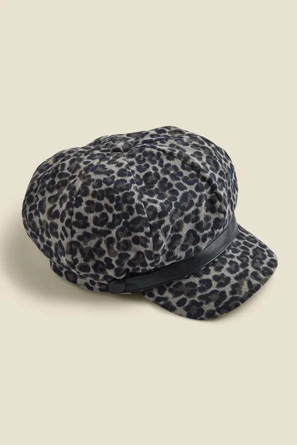 Oslo Leopard Print Baker Boy Hat