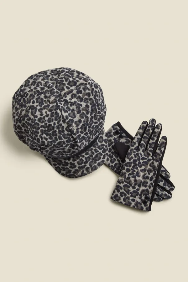 Oslo Leopard Print Baker Boy Hat