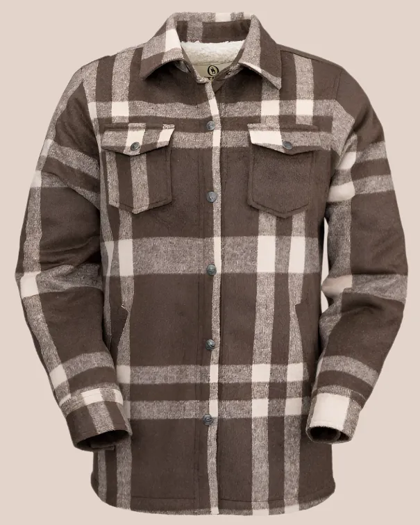 Outback Trading Company Women's C'Anne Brown Plaid Shirt Jacket 29649-BRN