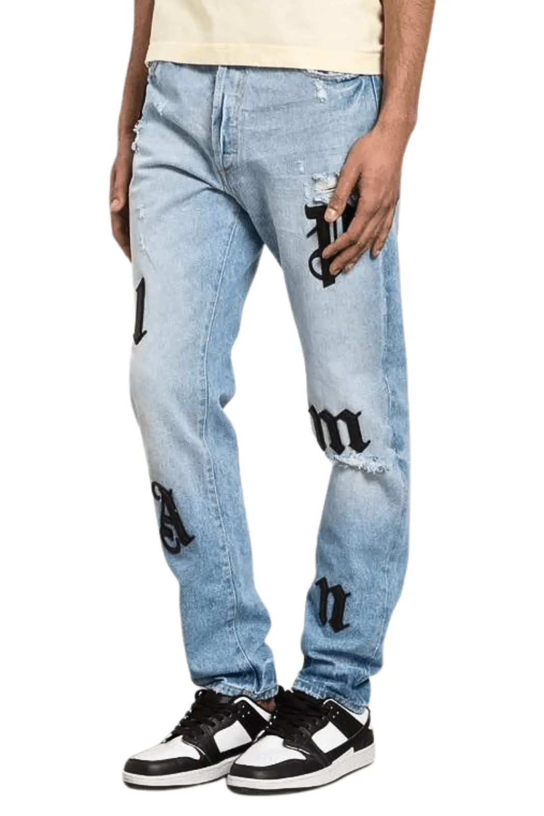 Palm Angels Logo Patch Light Blue Jeans