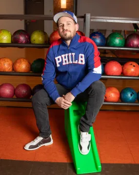 Philadelphia 76ers Royal Wordmark Shootout track jacket