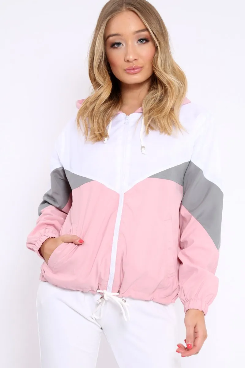 Pink Colour Block Windbreaker Jacket - Karina