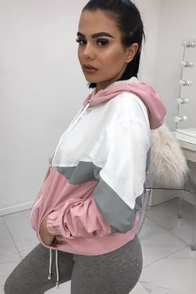 Pink Colour Block Windbreaker Jacket - Karina