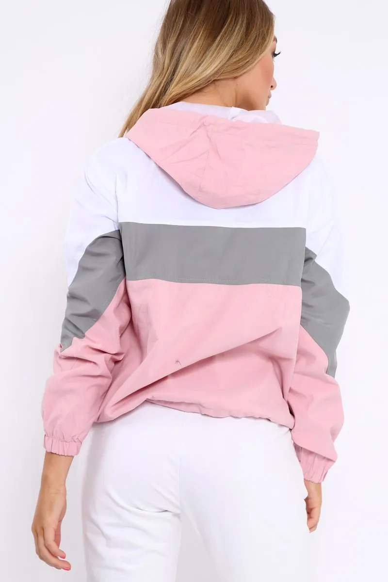 Pink Colour Block Windbreaker Jacket - Karina