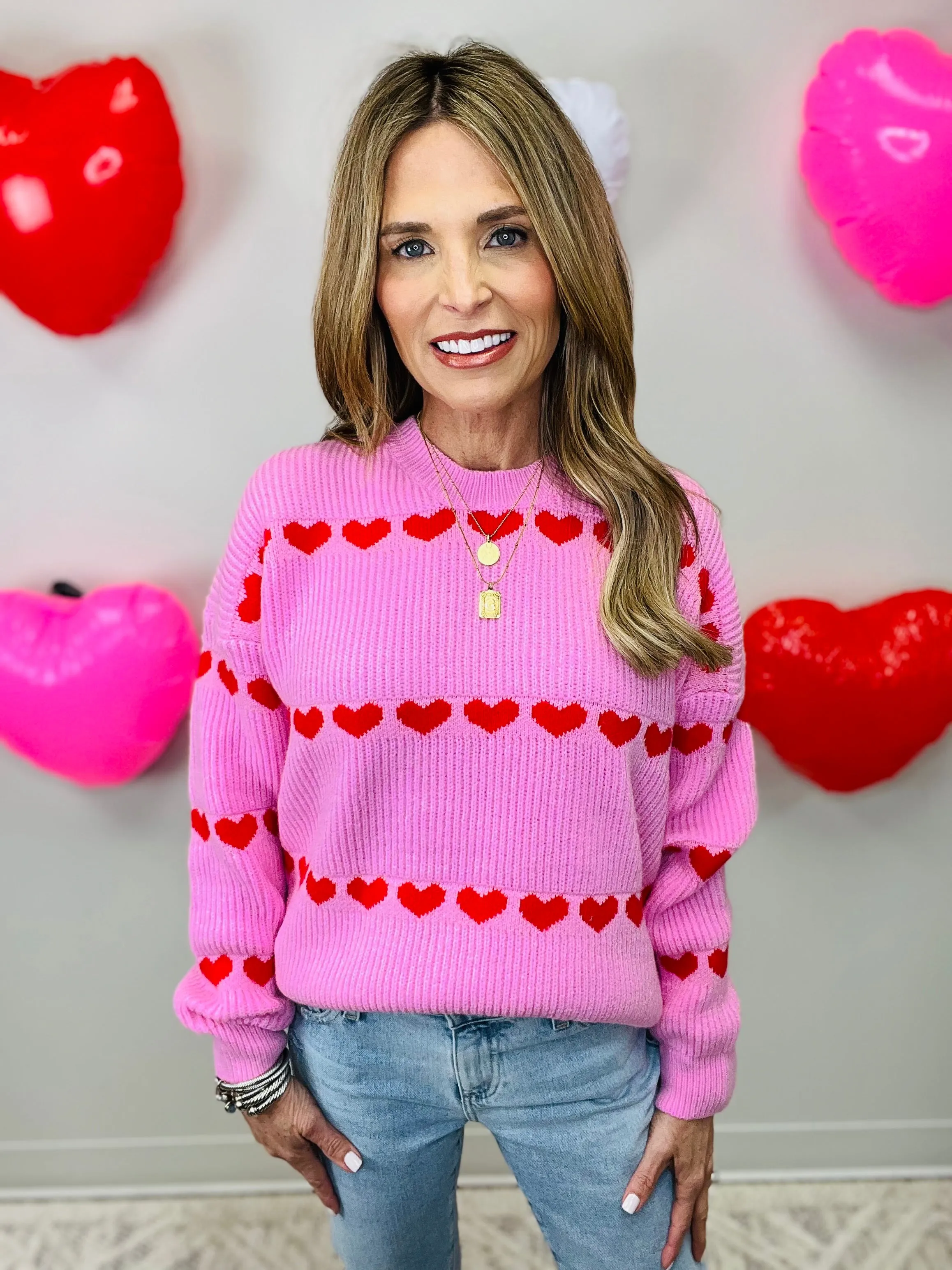 PINK HEART ATTACK SWEATER