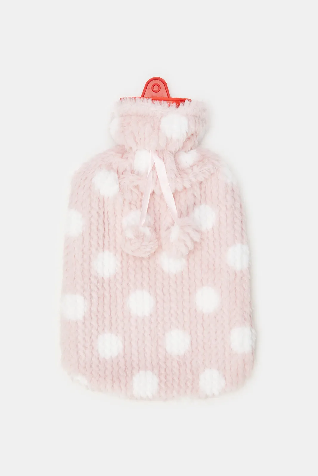 Pink Hot Water Bag With Kintted Cover