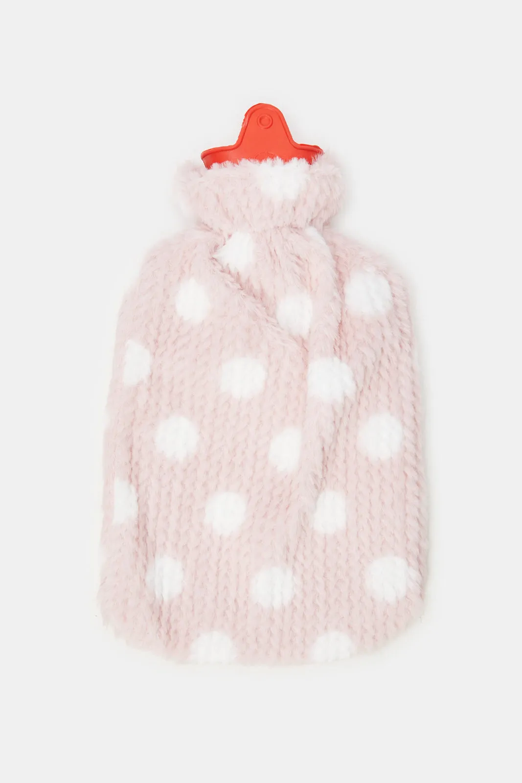 Pink Hot Water Bag With Kintted Cover