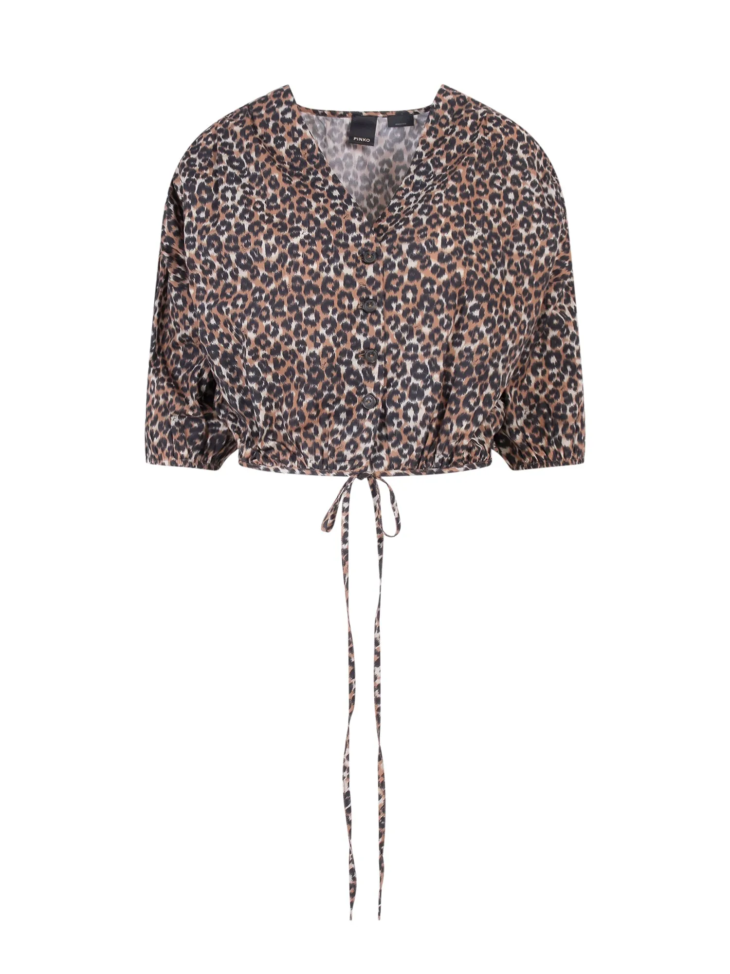 Pinko Leopard Printed Cropped Blouse