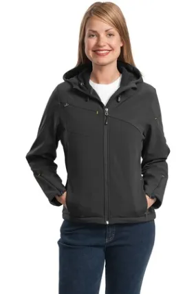 Port Authority Ladies Textured Hooded Soft Shell Jacket. L706