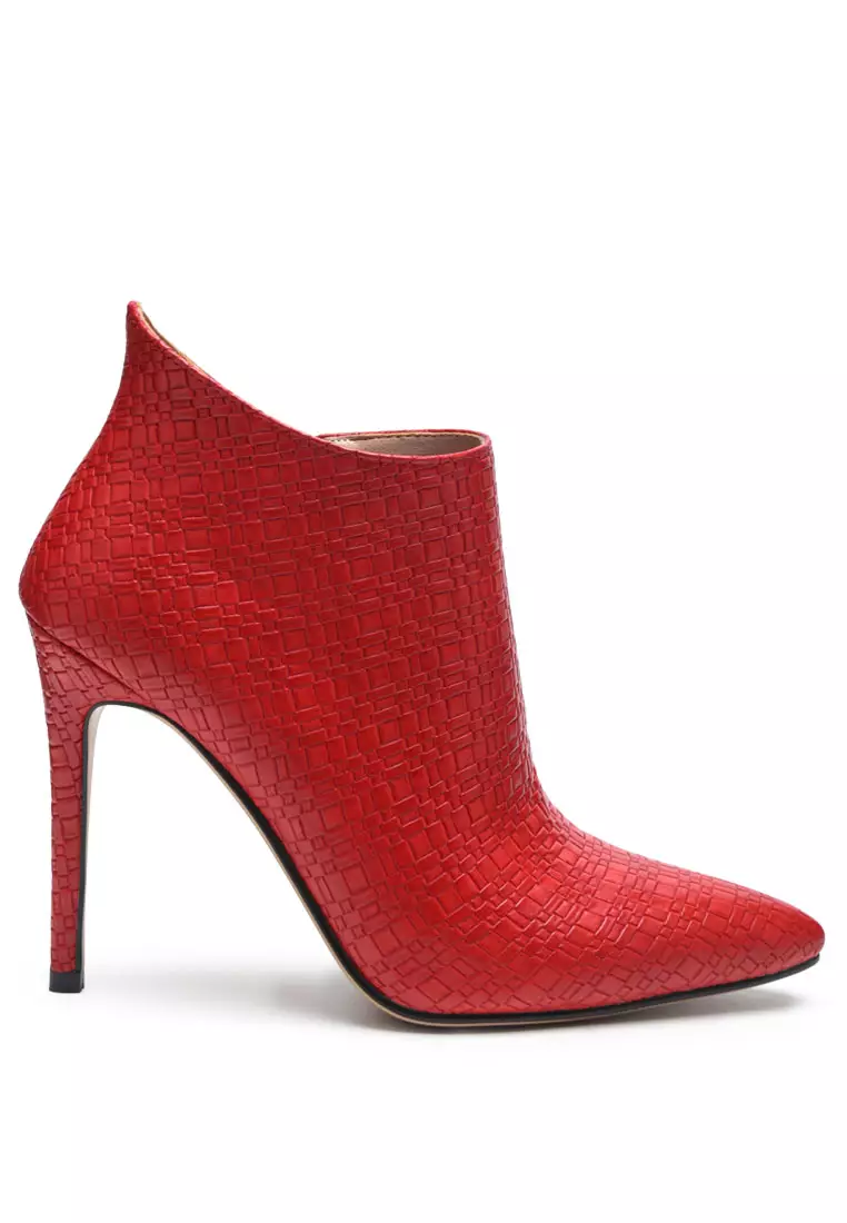 Rag & CO. LOLITA Woven Texture Stiletto Boot in Red