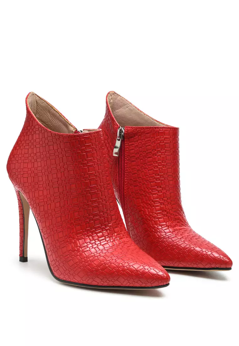 Rag & CO. LOLITA Woven Texture Stiletto Boot in Red