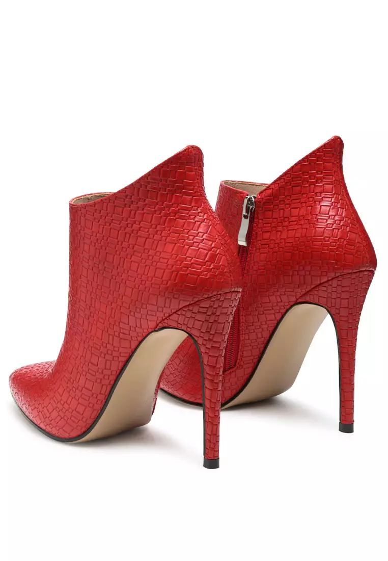 Rag & CO. LOLITA Woven Texture Stiletto Boot in Red