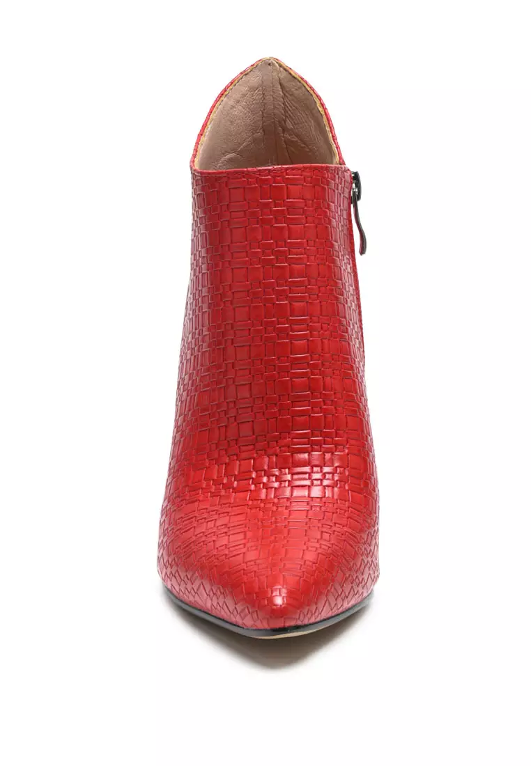 Rag & CO. LOLITA Woven Texture Stiletto Boot in Red