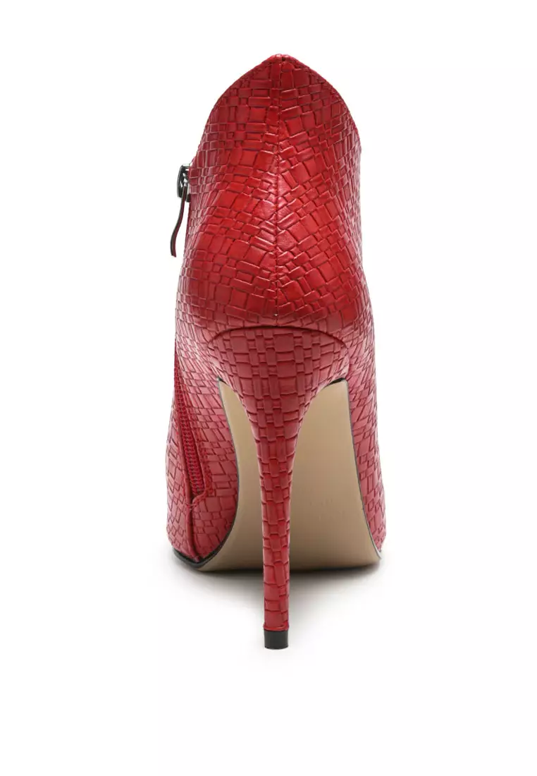 Rag & CO. LOLITA Woven Texture Stiletto Boot in Red