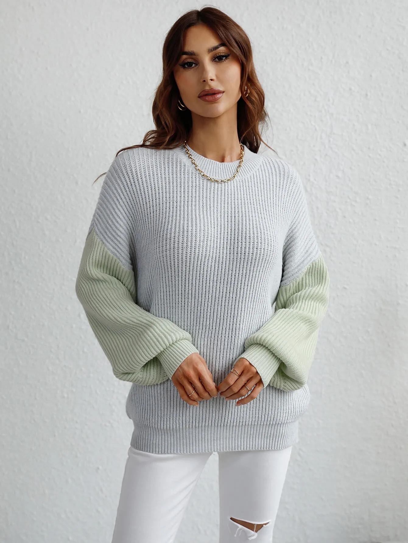 Rowan Two-Tone Dropped Shoulder Sweater