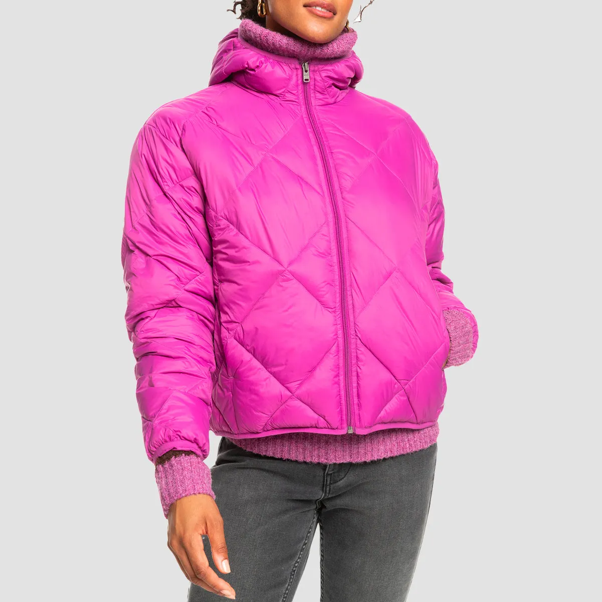 Roxy Wind Swept Packable Padded Jacket Vivid Viola - Womens