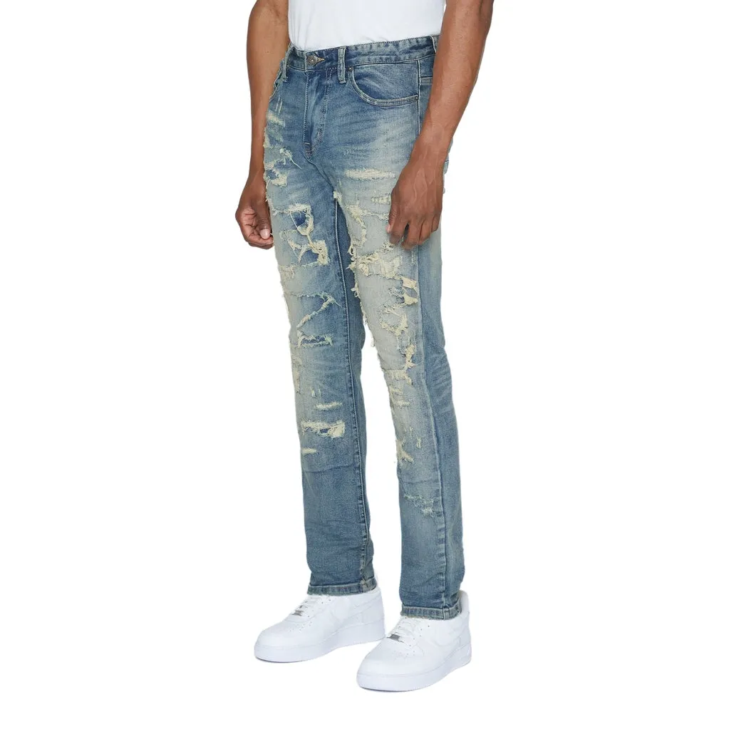 Slim Heavy Distressed Jeans - Lisbon Blue