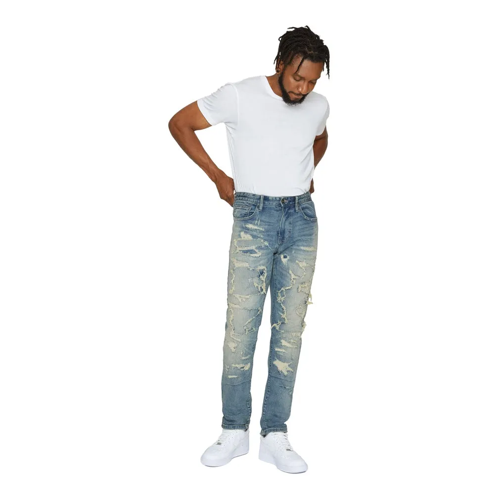 Slim Heavy Distressed Jeans - Lisbon Blue