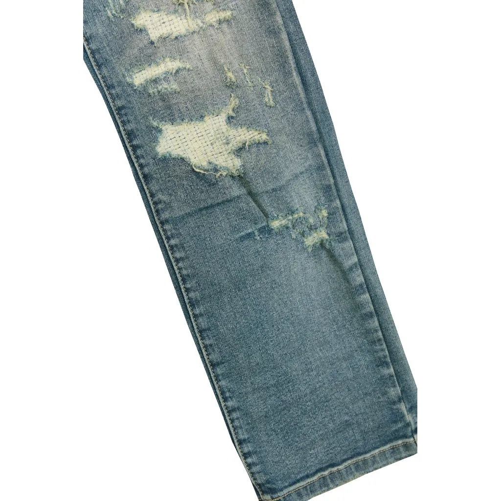 Slim Heavy Distressed Jeans - Lisbon Blue