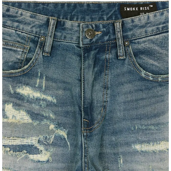 Slim Heavy Distressed Jeans - Lisbon Blue