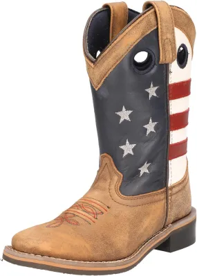 SMOKEY MOUNTAIN STARS AND STRIPES WESTERN BOOTS YOUTH 5.5