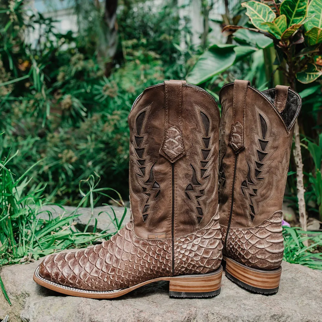 Soto Boots Mens Tan Python Print Boots H50032