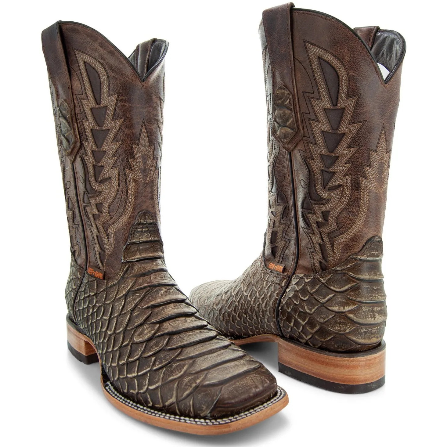 Soto Boots Mens Tan Python Print Boots H50032