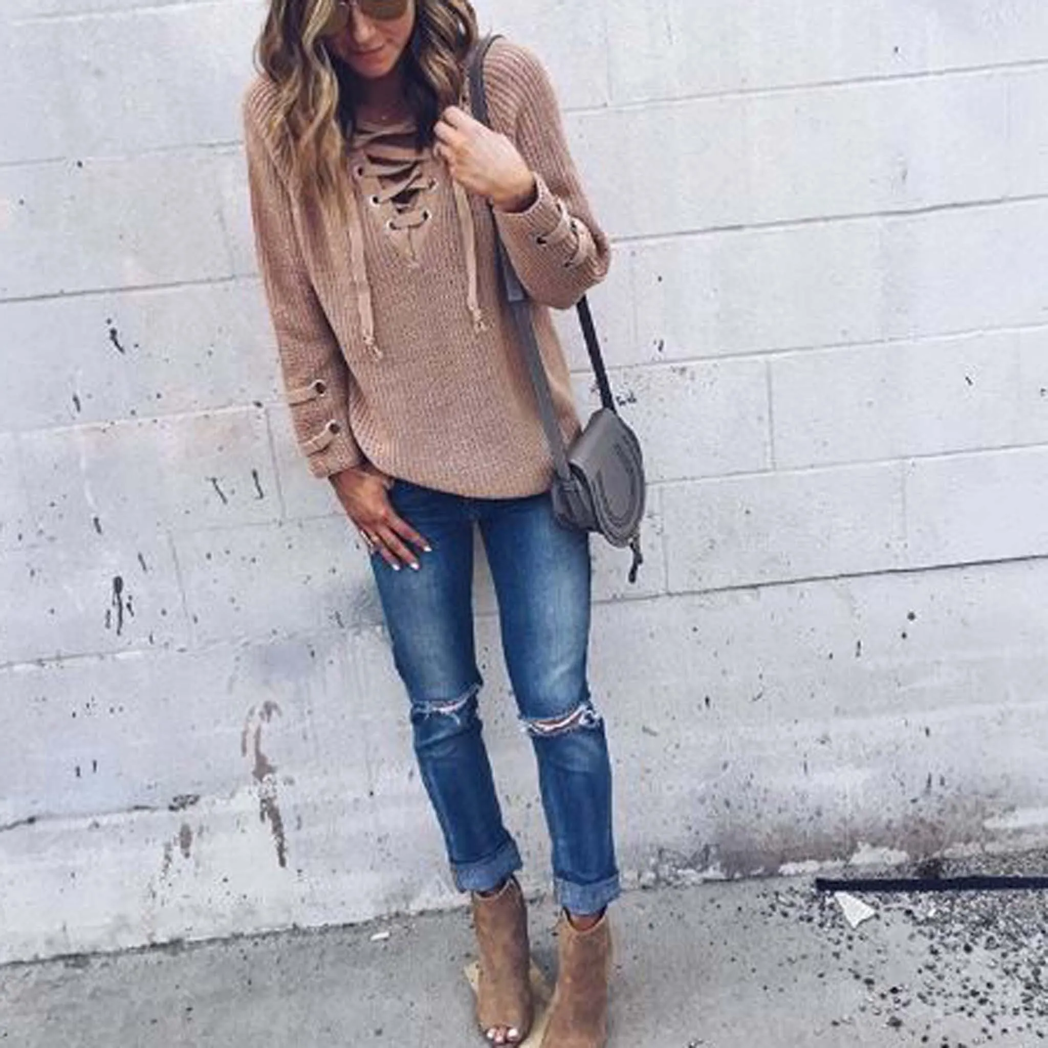 Stevie Lace-Up Sweater