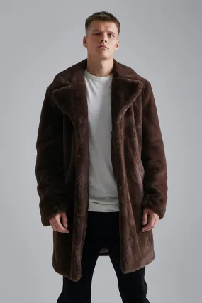 Tall Faux Fur Overcoat | boohooMAN UK