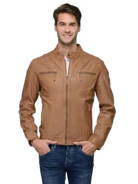 Teakwood Genuine Leather Jacket for Mens (Tan) - Clearance sale