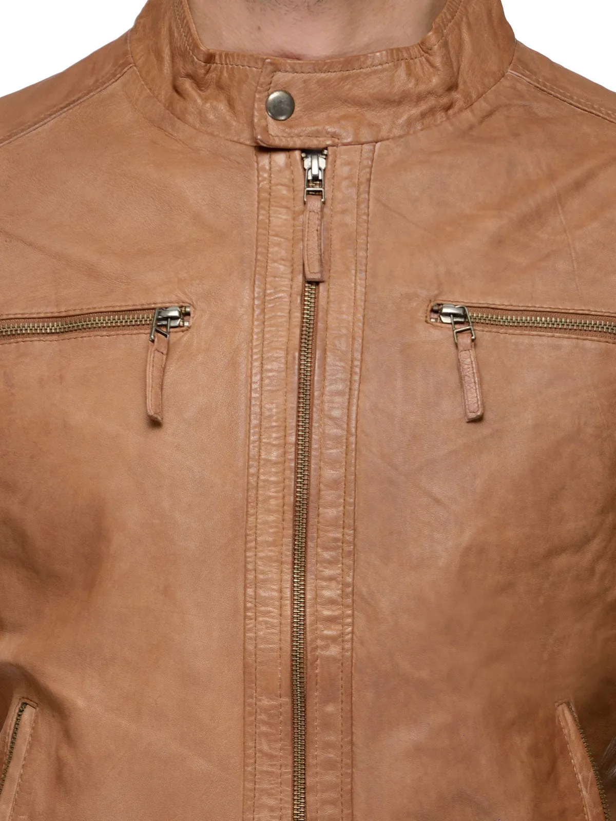 Teakwood Genuine Leather Jacket for Mens (Tan) - Clearance sale