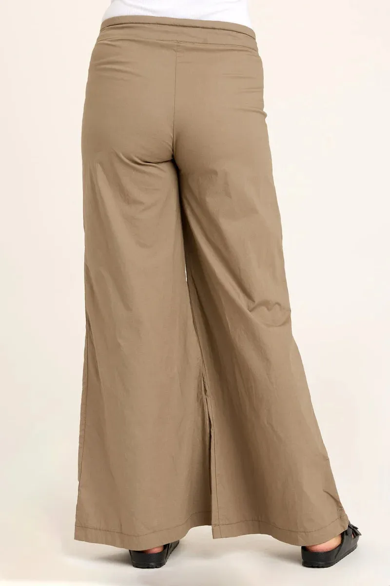 Terraced Wide Leg Pant - Truffle