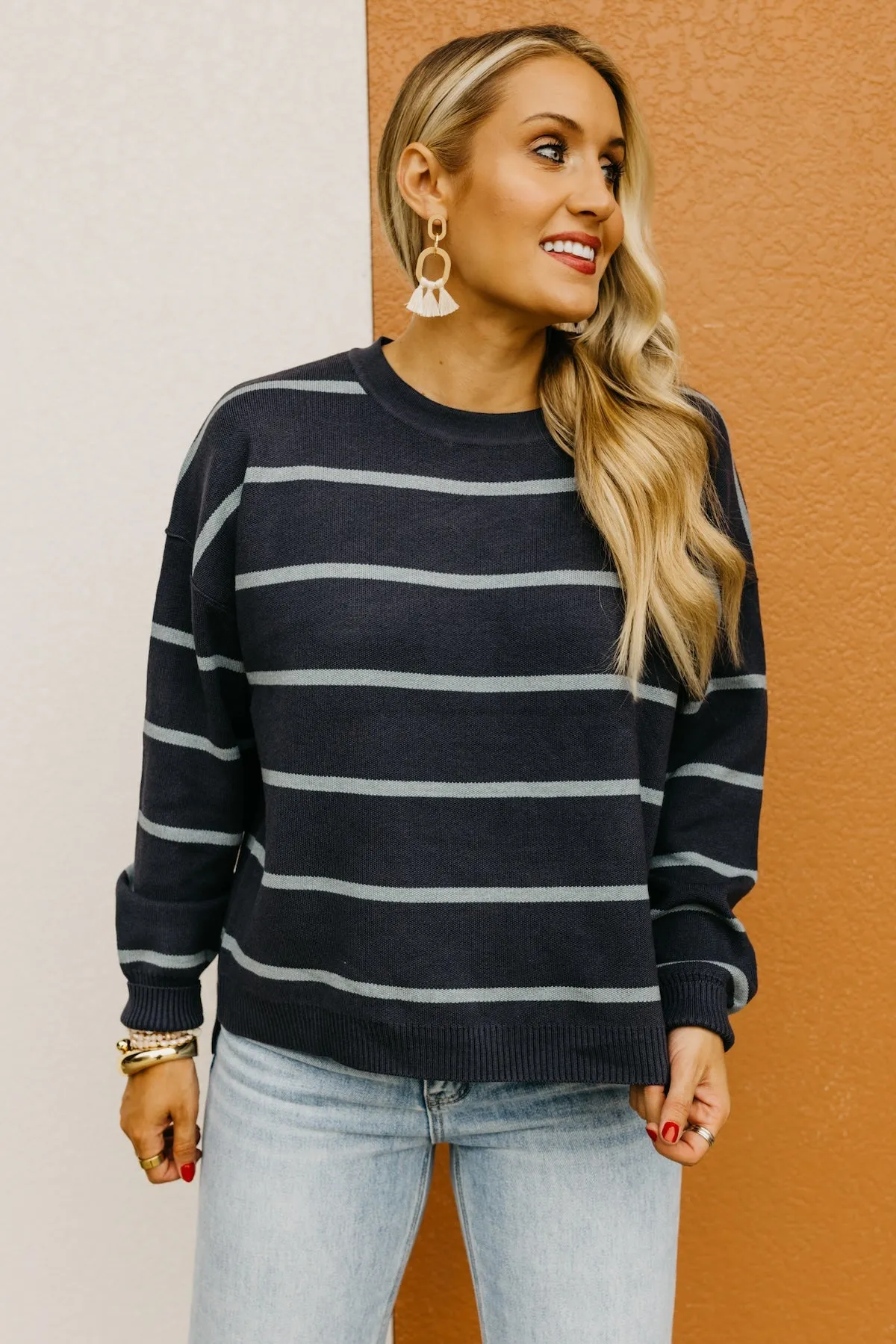 The Jaylee Striped Drop Shoulder Sweater