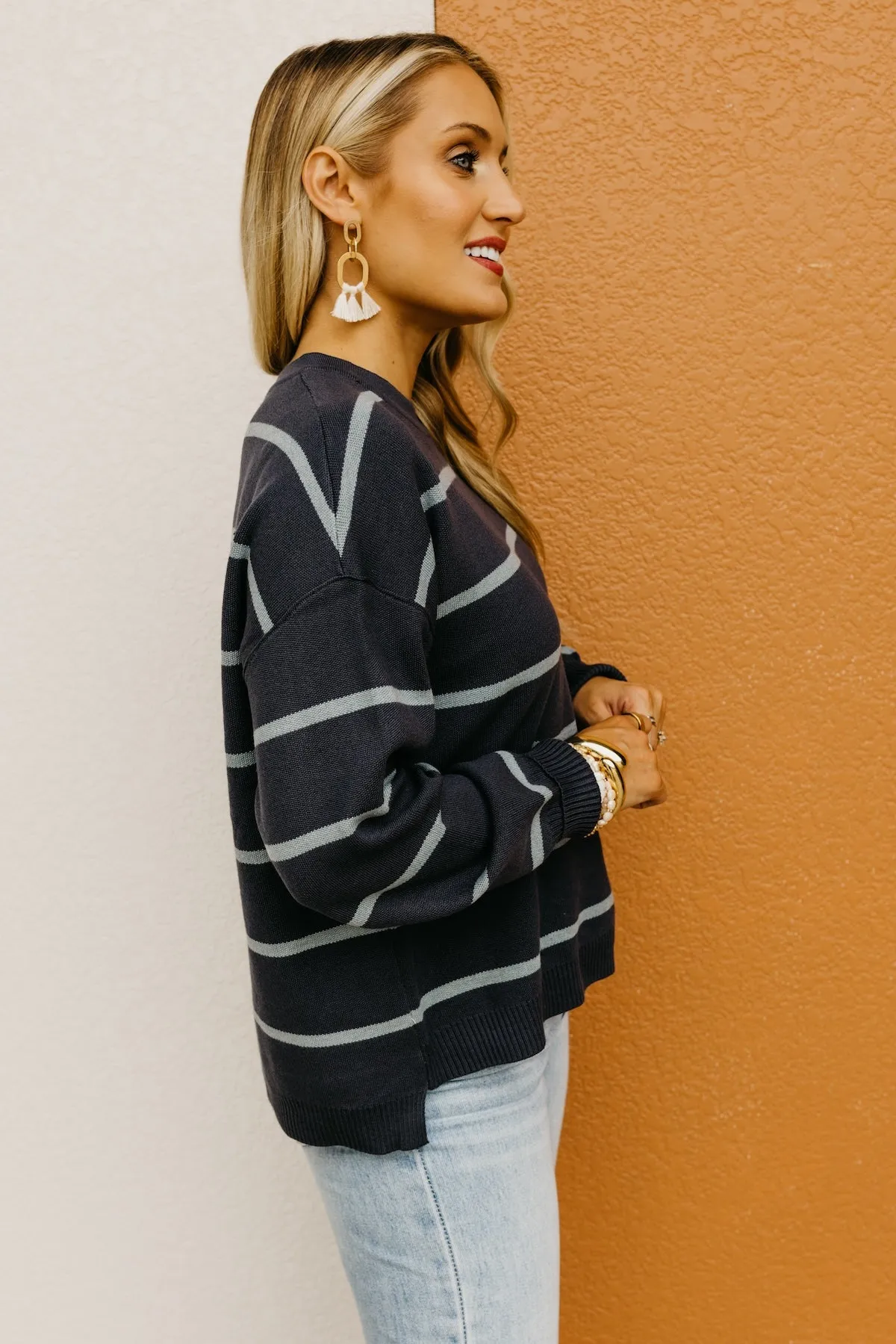 The Jaylee Striped Drop Shoulder Sweater