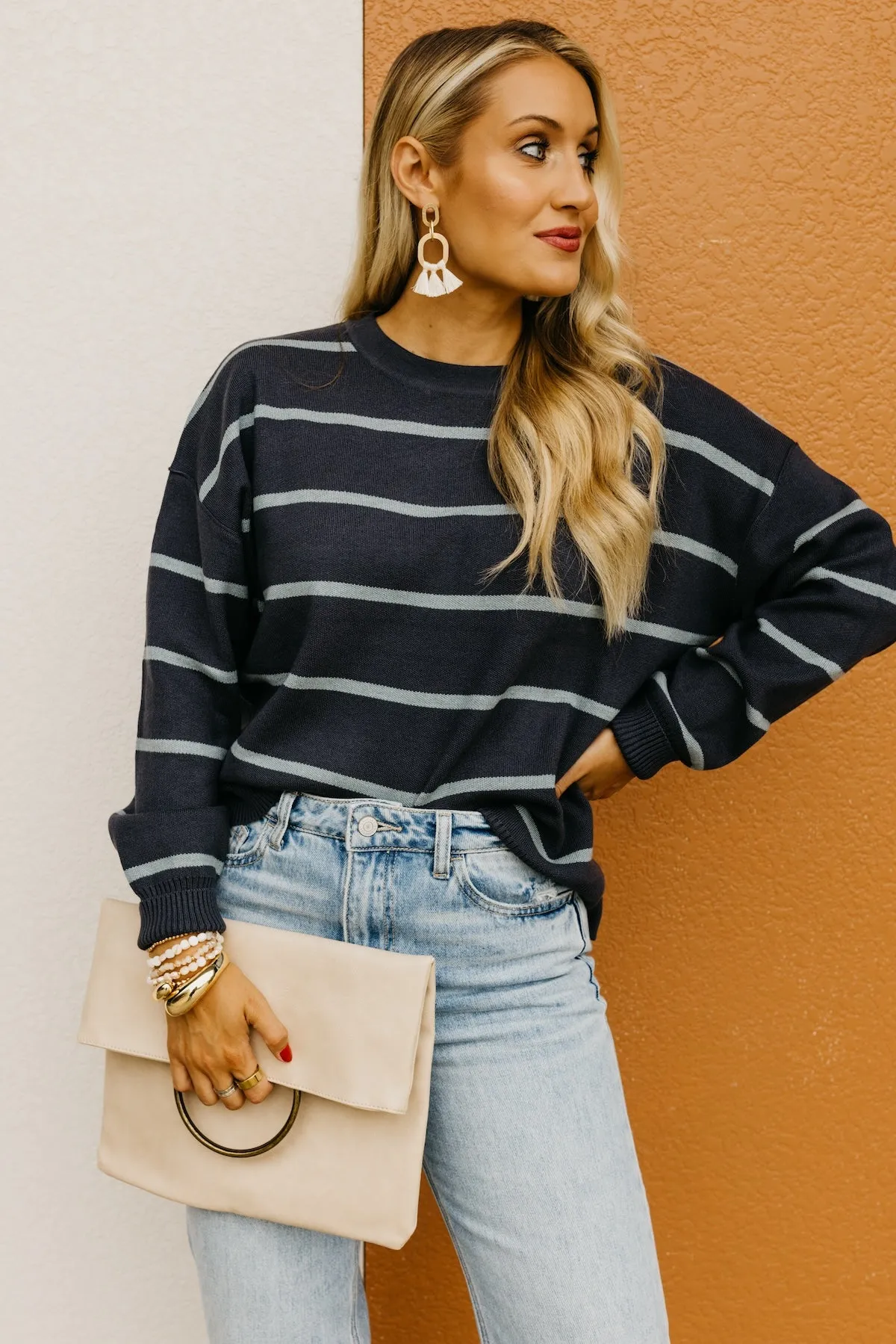 The Jaylee Striped Drop Shoulder Sweater