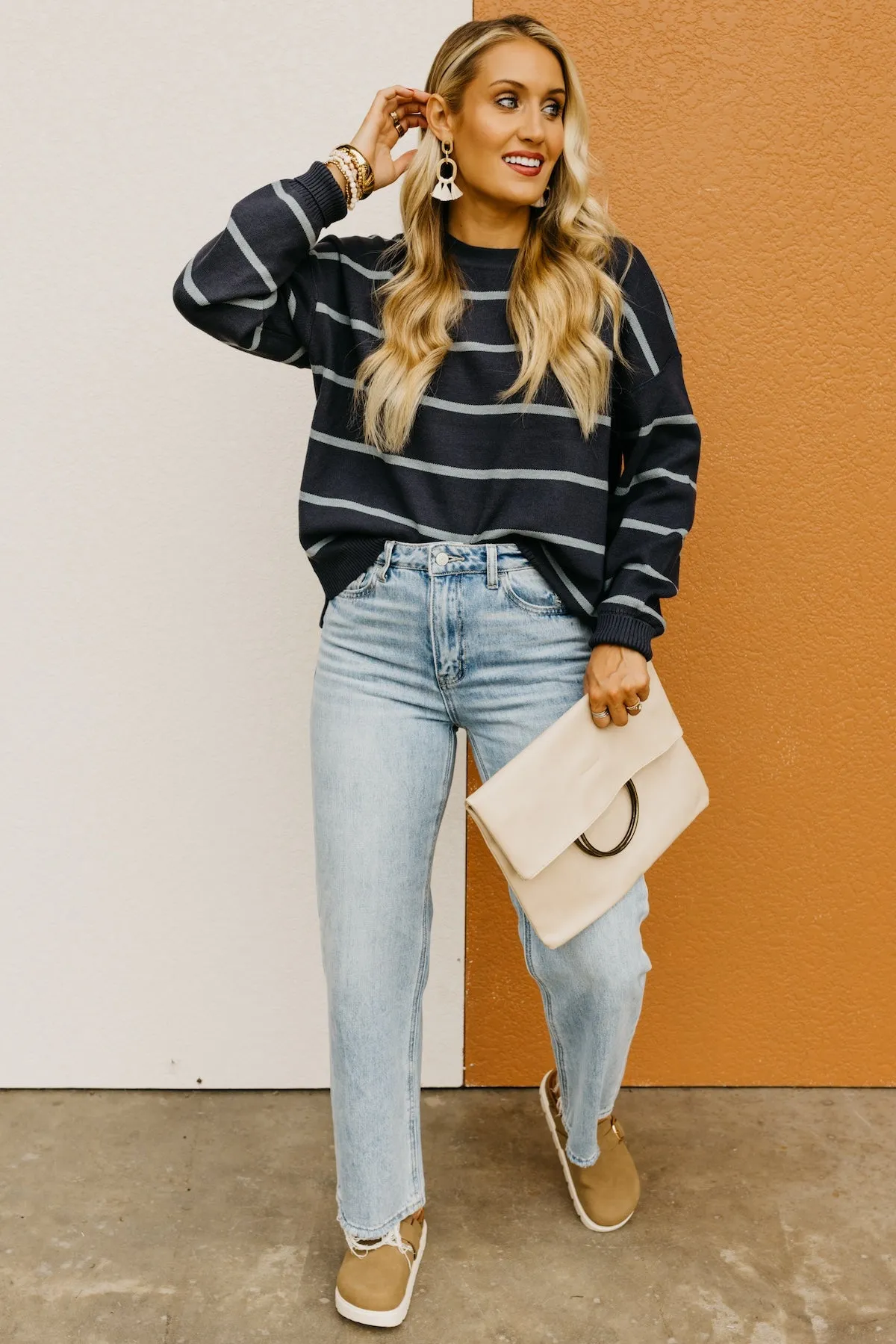 The Jaylee Striped Drop Shoulder Sweater